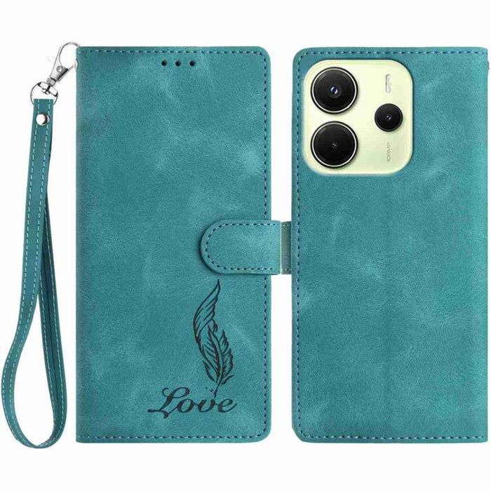 Funda para teléfono de piel sintética con relieve de plumas y tacto suave, For Redmi K90, For Redmi K90 Pro Max, For Redmi 15C 5G / 4G EU 173mm, For Redmi 15 5G / 4G EU 171mm, For Redmi 15C 5G / 4G Global 171mm, For Redmi A5 4G 173.3mm                 ...