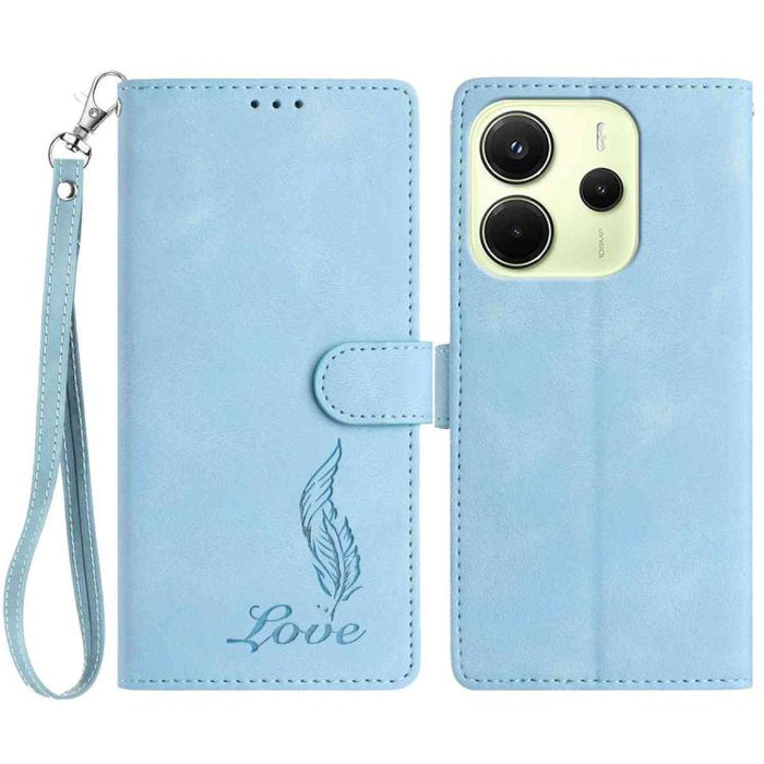 Funda para teléfono de piel sintética con relieve de plumas y tacto suave, For Redmi K90, For Redmi K90 Pro Max, For Redmi 15C 5G / 4G EU 173mm, For Redmi 15 5G / 4G EU 171mm, For Redmi 15C 5G / 4G Global 171mm, For Redmi A5 4G 173.3mm                 ...