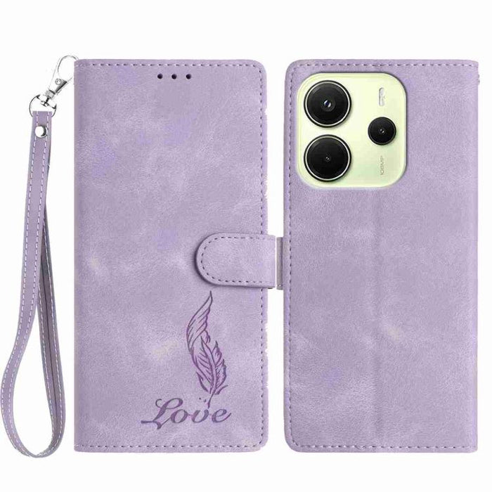Funda para teléfono de piel sintética con relieve de plumas y tacto suave, For Redmi K90, For Redmi K90 Pro Max, For Redmi 15C 5G / 4G EU 173mm, For Redmi 15 5G / 4G EU 171mm, For Redmi 15C 5G / 4G Global 171mm, For Redmi A5 4G 173.3mm                 ...