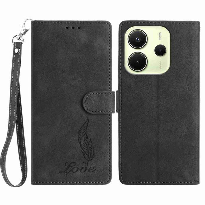 Funda para teléfono de piel sintética con relieve de plumas y tacto suave, For Redmi K90, For Redmi K90 Pro Max, For Redmi 15C 5G / 4G EU 173mm, For Redmi 15 5G / 4G EU 171mm, For Redmi 15C 5G / 4G Global 171mm, For Redmi A5 4G 173.3mm                 ...