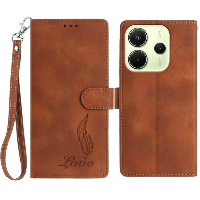 Funda para teléfono de piel sintética con relieve de plumas y tacto suave, For Redmi K90, For Redmi K90 Pro Max, For Redmi 15C 5G / 4G EU 173mm, For Redmi 15 5G / 4G EU 171mm, For Redmi 15C 5G / 4G Global 171mm, For Redmi A5 4G 173.3mm                 ...