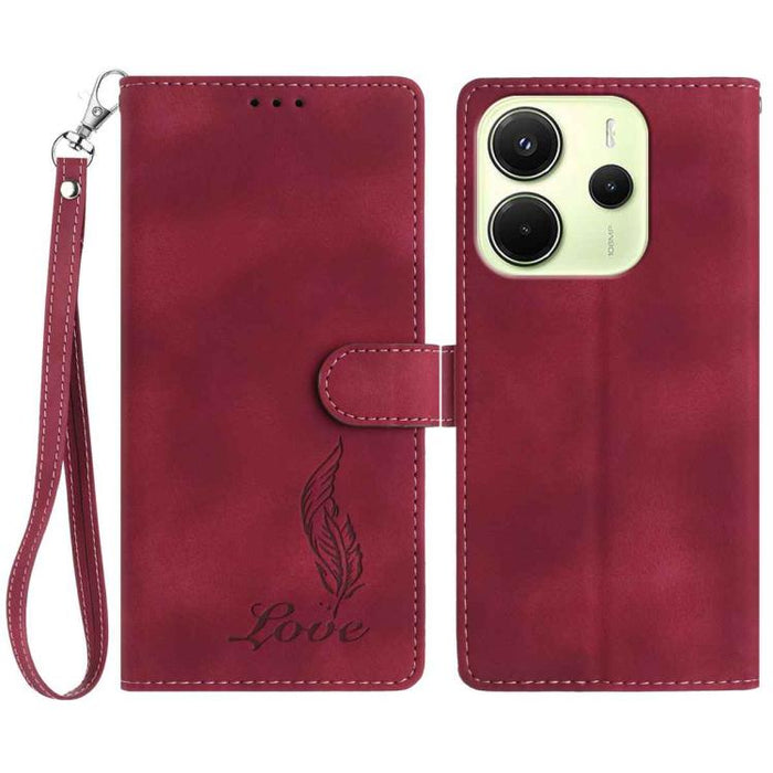 Funda para teléfono de piel sintética con relieve de plumas y tacto suave, For Redmi K90, For Redmi K90 Pro Max, For Redmi 15C 5G / 4G EU 173mm, For Redmi 15 5G / 4G EU 171mm, For Redmi 15C 5G / 4G Global 171mm, For Redmi A5 4G 173.3mm                 ...