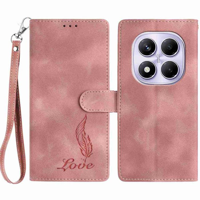 Funda para teléfono de piel sintética con relieve de plumas y tacto suave, For Redmi K90, For Redmi K90 Pro Max, For Redmi 15C 5G / 4G EU 173mm, For Redmi 15 5G / 4G EU 171mm, For Redmi 15C 5G / 4G Global 171mm, For Redmi A5 4G 173.3mm                 ...