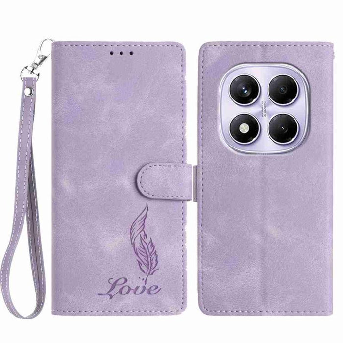 Funda para teléfono de piel sintética con relieve de plumas y tacto suave, For Redmi K90, For Redmi K90 Pro Max, For Redmi 15C 5G / 4G EU 173mm, For Redmi 15 5G / 4G EU 171mm, For Redmi 15C 5G / 4G Global 171mm, For Redmi A5 4G 173.3mm                 ...