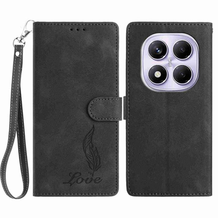 Funda para teléfono de piel sintética con relieve de plumas y tacto suave, For Redmi K90, For Redmi K90 Pro Max, For Redmi 15C 5G / 4G EU 173mm, For Redmi 15 5G / 4G EU 171mm, For Redmi 15C 5G / 4G Global 171mm, For Redmi A5 4G 173.3mm                 ...