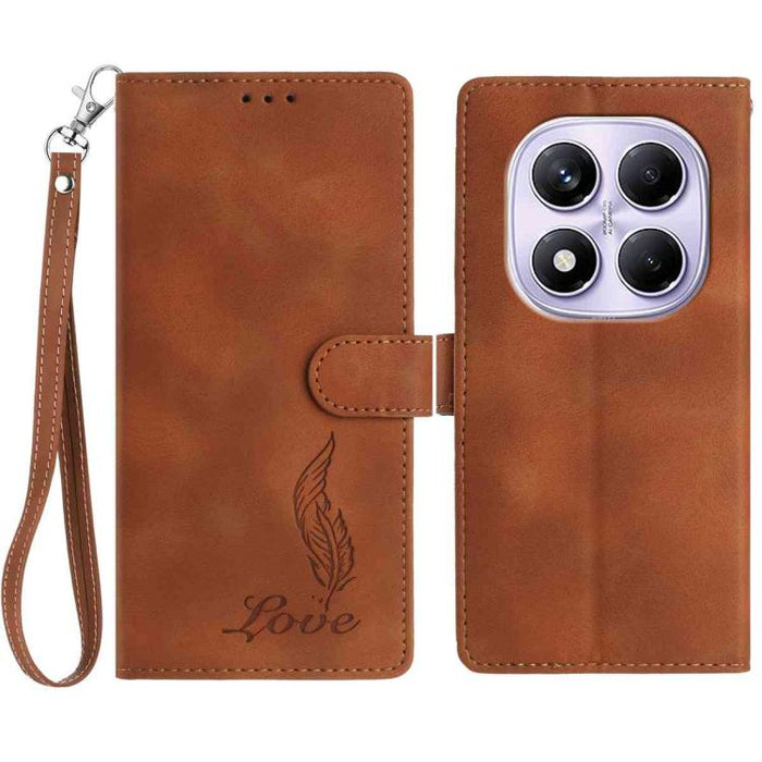 Funda para teléfono de piel sintética con relieve de plumas y tacto suave, For Redmi K90, For Redmi K90 Pro Max, For Redmi 15C 5G / 4G EU 173mm, For Redmi 15 5G / 4G EU 171mm, For Redmi 15C 5G / 4G Global 171mm, For Redmi A5 4G 173.3mm                 ...