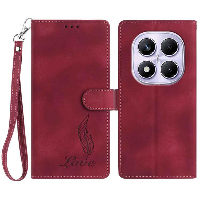 Funda para teléfono de piel sintética con relieve de plumas y tacto suave, For Redmi K90, For Redmi K90 Pro Max, For Redmi 15C 5G / 4G EU 173mm, For Redmi 15 5G / 4G EU 171mm, For Redmi 15C 5G / 4G Global 171mm, For Redmi A5 4G 173.3mm                 ...