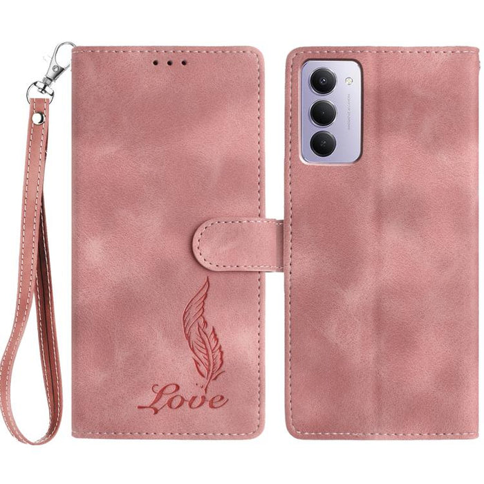 Funda para teléfono de piel sintética con relieve de plumas y tacto suave, For Redmi K90, For Redmi K90 Pro Max, For Redmi 15C 5G / 4G EU 173mm, For Redmi 15 5G / 4G EU 171mm, For Redmi 15C 5G / 4G Global 171mm, For Redmi A5 4G 173.3mm                 ...
