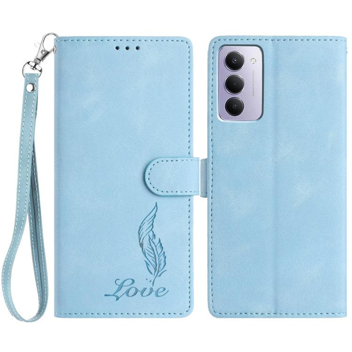 Funda para teléfono de piel sintética con relieve de plumas y tacto suave, For Redmi K90, For Redmi K90 Pro Max, For Redmi 15C 5G / 4G EU 173mm, For Redmi 15 5G / 4G EU 171mm, For Redmi 15C 5G / 4G Global 171mm, For Redmi A5 4G 173.3mm                 ...