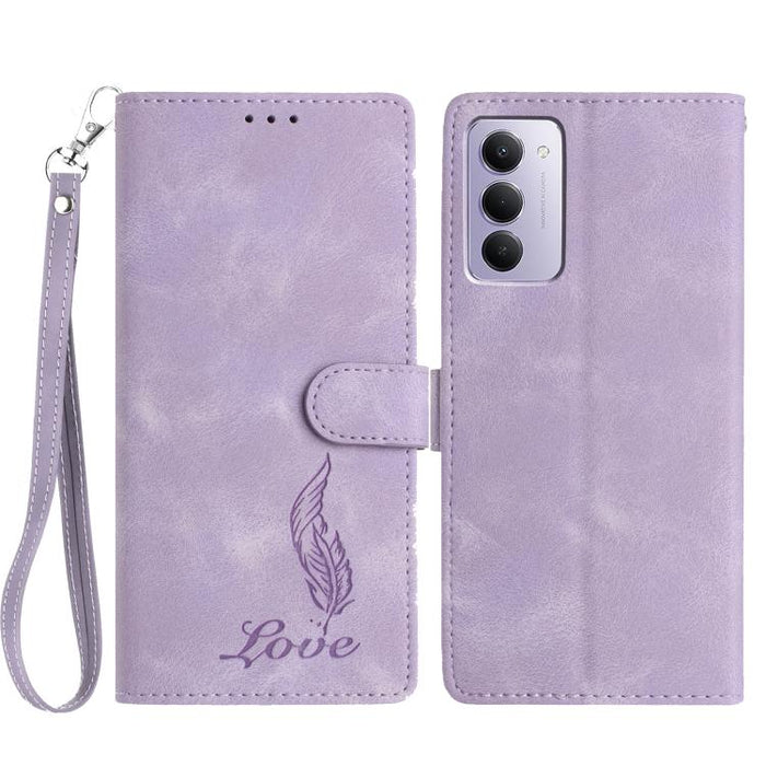 Funda para teléfono de piel sintética con relieve de plumas y tacto suave, For Redmi K90, For Redmi K90 Pro Max, For Redmi 15C 5G / 4G EU 173mm, For Redmi 15 5G / 4G EU 171mm, For Redmi 15C 5G / 4G Global 171mm, For Redmi A5 4G 173.3mm                 ...
