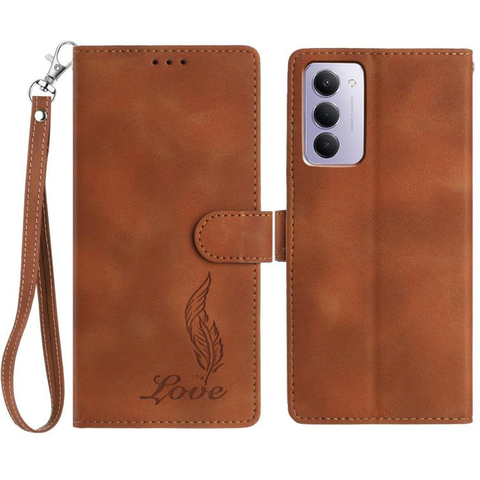 Funda para teléfono de piel sintética con relieve de plumas y tacto suave, For Redmi K90, For Redmi K90 Pro Max, For Redmi 15C 5G / 4G EU 173mm, For Redmi 15 5G / 4G EU 171mm, For Redmi 15C 5G / 4G Global 171mm, For Redmi A5 4G 173.3mm                 ...