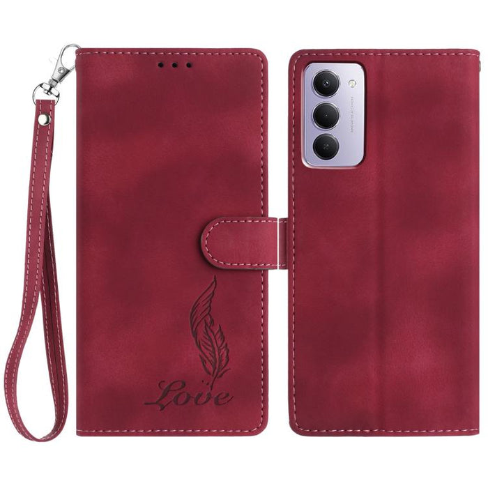 Funda para teléfono de piel sintética con relieve de plumas y tacto suave, For Redmi K90, For Redmi K90 Pro Max, For Redmi 15C 5G / 4G EU 173mm, For Redmi 15 5G / 4G EU 171mm, For Redmi 15C 5G / 4G Global 171mm, For Redmi A5 4G 173.3mm                 ...