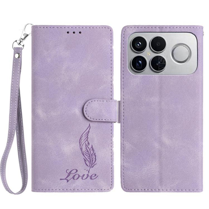 Funda para teléfono de piel sintética con relieve de plumas y tacto suave, For Redmi K90, For Redmi K90 Pro Max, For Redmi 15C 5G / 4G EU 173mm, For Redmi 15 5G / 4G EU 171mm, For Redmi 15C 5G / 4G Global 171mm, For Redmi A5 4G 173.3mm                 ...
