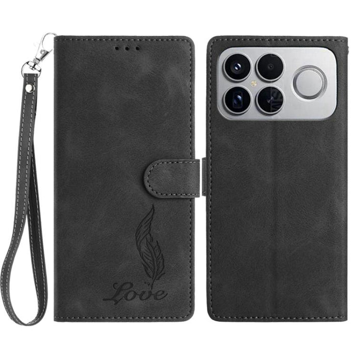 Funda para teléfono de piel sintética con relieve de plumas y tacto suave, For Redmi K90, For Redmi K90 Pro Max, For Redmi 15C 5G / 4G EU 173mm, For Redmi 15 5G / 4G EU 171mm, For Redmi 15C 5G / 4G Global 171mm, For Redmi A5 4G 173.3mm                 ...