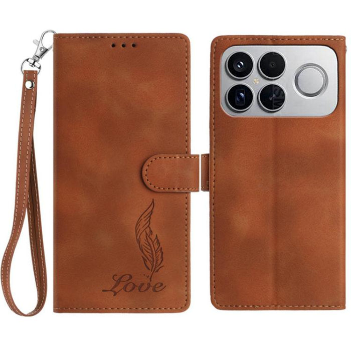 Funda para teléfono de piel sintética con relieve de plumas y tacto suave, For Redmi K90, For Redmi K90 Pro Max, For Redmi 15C 5G / 4G EU 173mm, For Redmi 15 5G / 4G EU 171mm, For Redmi 15C 5G / 4G Global 171mm, For Redmi A5 4G 173.3mm                 ...