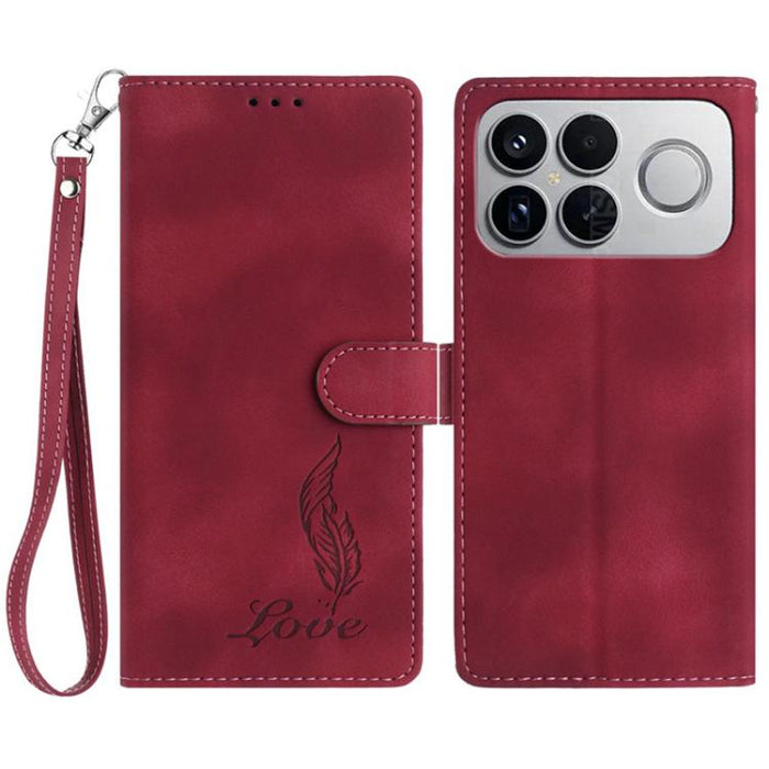Funda para teléfono de piel sintética con relieve de plumas y tacto suave, For Redmi K90, For Redmi K90 Pro Max, For Redmi 15C 5G / 4G EU 173mm, For Redmi 15 5G / 4G EU 171mm, For Redmi 15C 5G / 4G Global 171mm, For Redmi A5 4G 173.3mm                 ...