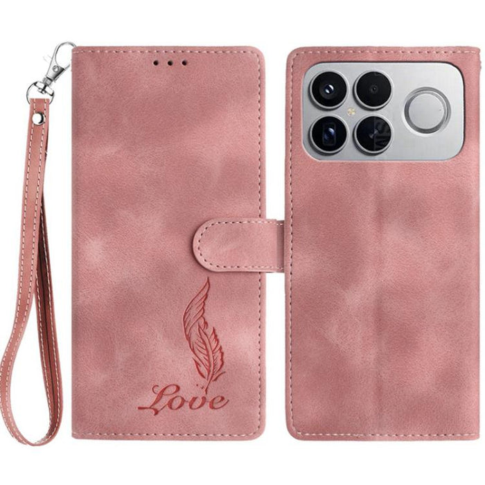 Funda para teléfono de piel sintética con relieve de plumas y tacto suave, For Redmi K90, For Redmi K90 Pro Max, For Redmi 15C 5G / 4G EU 173mm, For Redmi 15 5G / 4G EU 171mm, For Redmi 15C 5G / 4G Global 171mm, For Redmi A5 4G 173.3mm                 ...