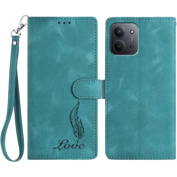 Funda para teléfono de piel sintética con relieve de plumas y tacto suave, For Redmi K90, For Redmi K90 Pro Max, For Redmi 15C 5G / 4G EU 173mm, For Redmi 15 5G / 4G EU 171mm, For Redmi 15C 5G / 4G Global 171mm, For Redmi A5 4G 173.3mm                 ...