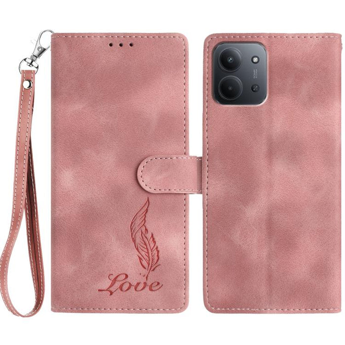 Funda para teléfono de piel sintética con relieve de plumas y tacto suave, For Redmi K90, For Redmi K90 Pro Max, For Redmi 15C 5G / 4G EU 173mm, For Redmi 15 5G / 4G EU 171mm, For Redmi 15C 5G / 4G Global 171mm, For Redmi A5 4G 173.3mm                 ...