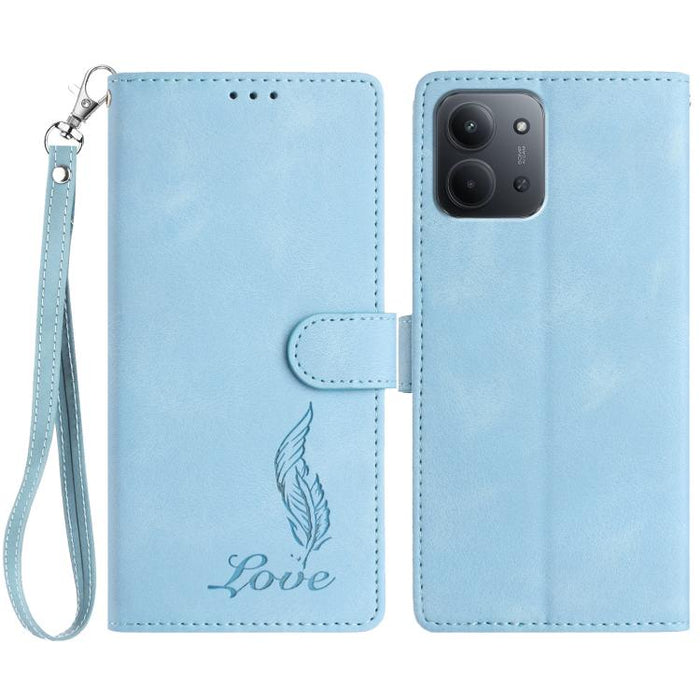 Funda para teléfono de piel sintética con relieve de plumas y tacto suave, For Redmi K90, For Redmi K90 Pro Max, For Redmi 15C 5G / 4G EU 173mm, For Redmi 15 5G / 4G EU 171mm, For Redmi 15C 5G / 4G Global 171mm, For Redmi A5 4G 173.3mm                 ...
