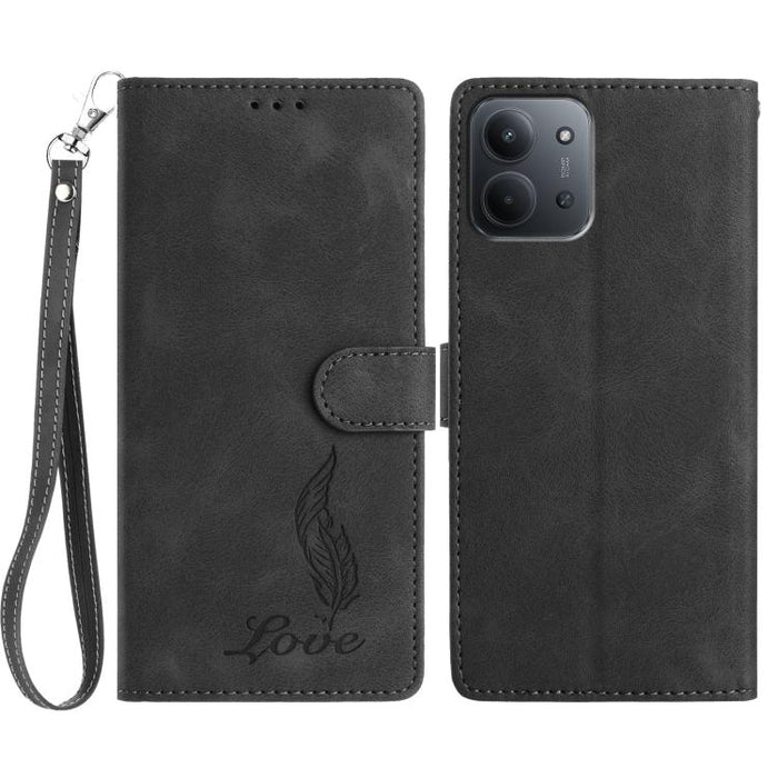 Funda para teléfono de piel sintética con relieve de plumas y tacto suave, For Redmi K90, For Redmi K90 Pro Max, For Redmi 15C 5G / 4G EU 173mm, For Redmi 15 5G / 4G EU 171mm, For Redmi 15C 5G / 4G Global 171mm, For Redmi A5 4G 173.3mm                 ...
