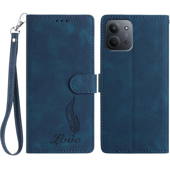 Funda para teléfono de piel sintética con relieve de plumas y tacto suave, For Redmi K90, For Redmi K90 Pro Max, For Redmi 15C 5G / 4G EU 173mm, For Redmi 15 5G / 4G EU 171mm, For Redmi 15C 5G / 4G Global 171mm, For Redmi A5 4G 173.3mm                 ...