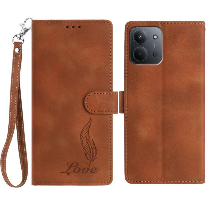 Funda para teléfono de piel sintética con relieve de plumas y tacto suave, For Redmi K90, For Redmi K90 Pro Max, For Redmi 15C 5G / 4G EU 173mm, For Redmi 15 5G / 4G EU 171mm, For Redmi 15C 5G / 4G Global 171mm, For Redmi A5 4G 173.3mm                 ...