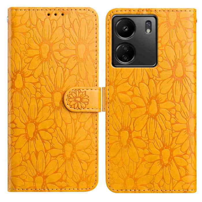 Funda de teléfono de cuero con relieve de margarita, For Redmi A3, For Redmi 13C 4G
