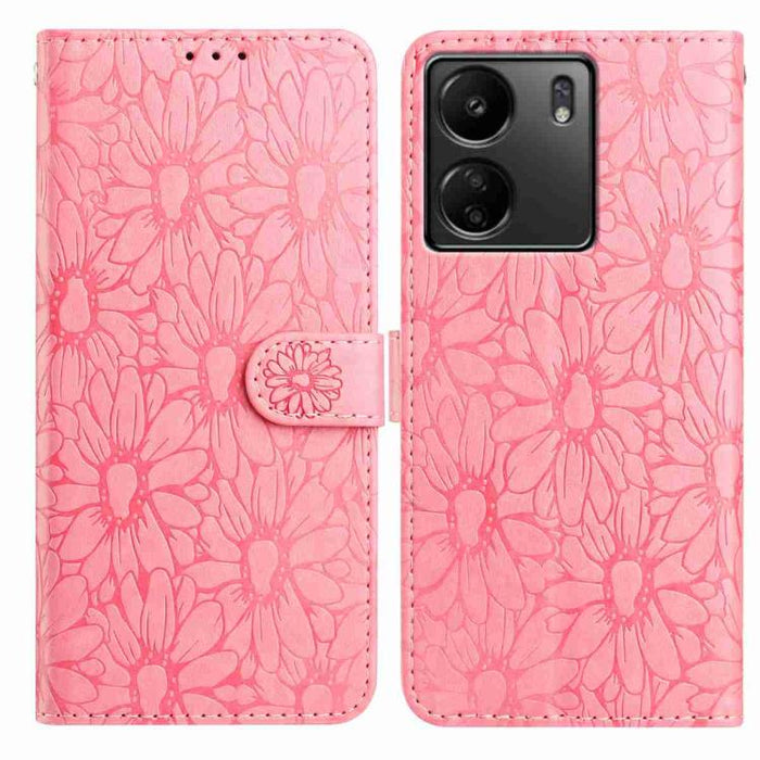 Funda de teléfono de cuero con relieve de margarita, For Redmi A3, For Redmi 13C 4G