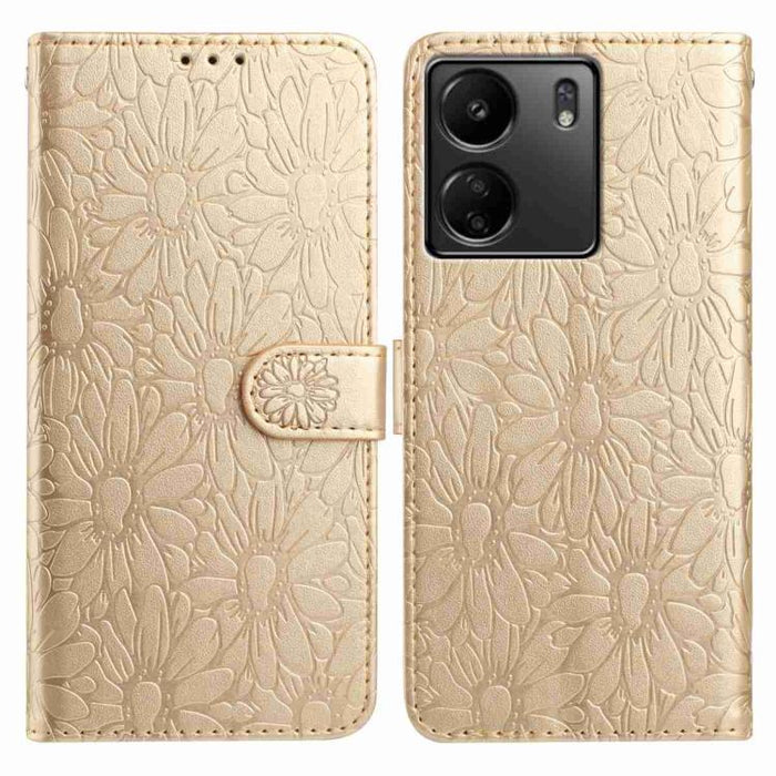 Funda de teléfono de cuero con relieve de margarita, For Redmi A3, For Redmi 13C 4G