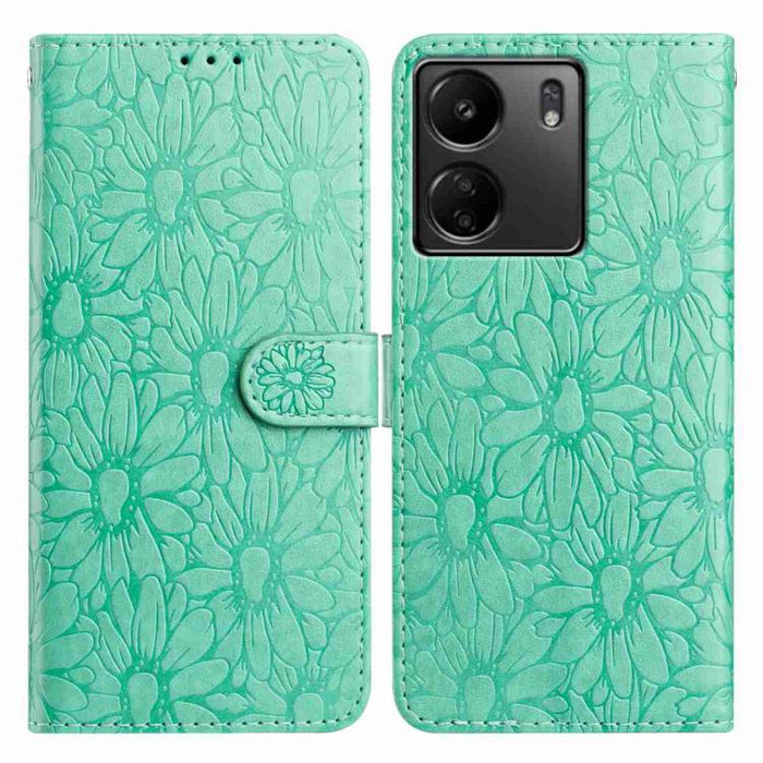 Funda de teléfono de cuero con relieve de margarita, For Redmi A3, For Redmi 13C 4G