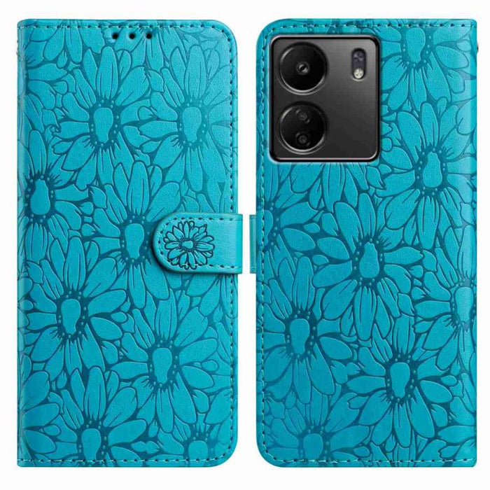 Funda de teléfono de cuero con relieve de margarita, For Redmi A3, For Redmi 13C 4G