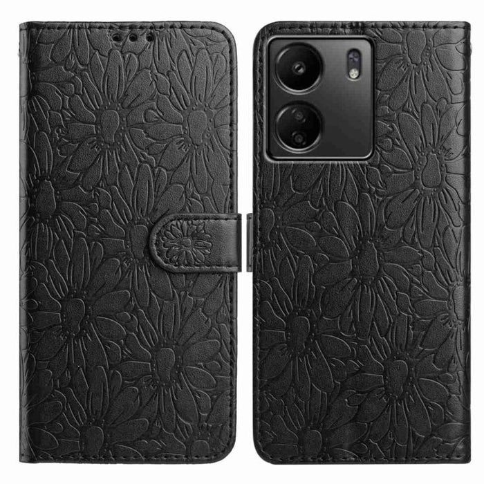 Funda de teléfono de cuero con relieve de margarita, For Redmi A3, For Redmi 13C 4G