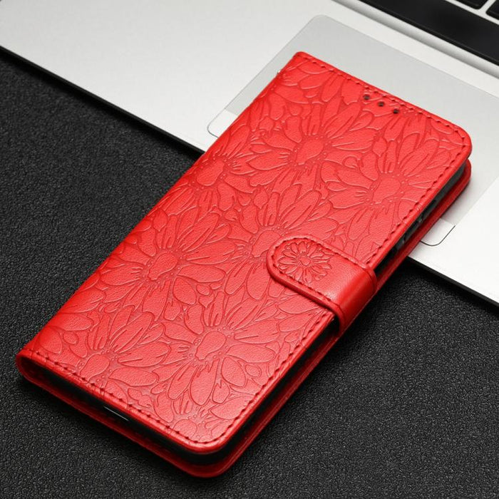 Funda de teléfono de cuero con relieve de margarita, For Redmi A3, For Redmi 13C 4G