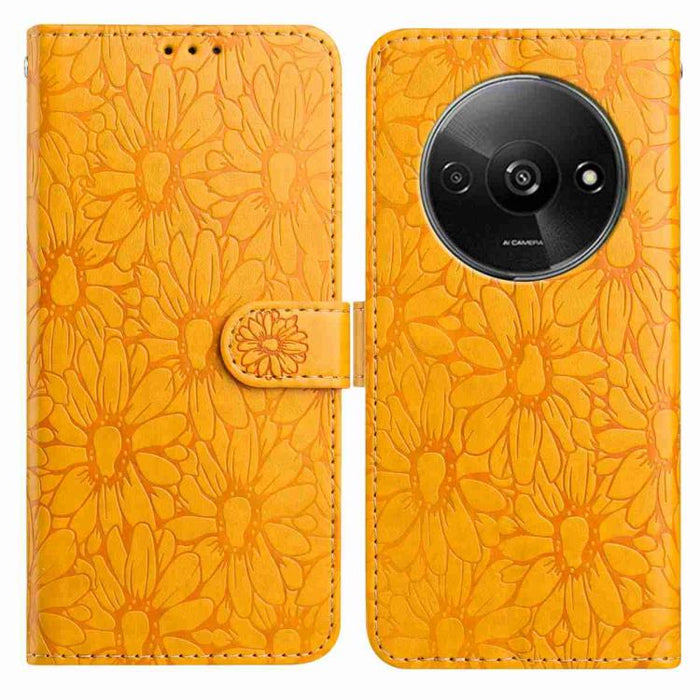 Funda de teléfono de cuero con relieve de margarita, For Redmi A3, For Redmi 13C 4G