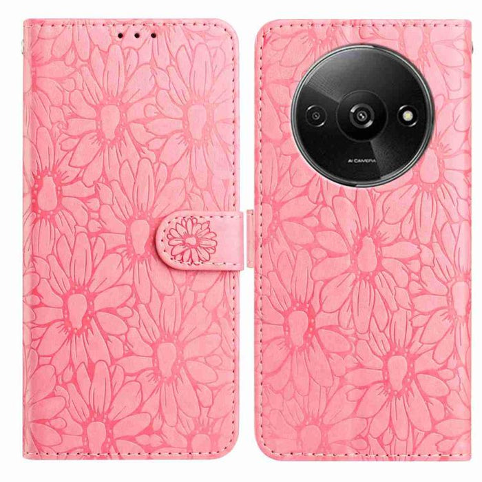 Funda de teléfono de cuero con relieve de margarita, For Redmi A3, For Redmi 13C 4G