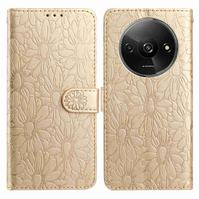 Funda de teléfono de cuero con relieve de margarita, For Redmi A3, For Redmi 13C 4G