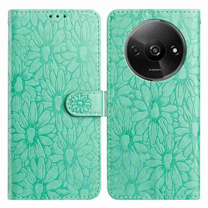 Funda de teléfono de cuero con relieve de margarita, For Redmi A3, For Redmi 13C 4G