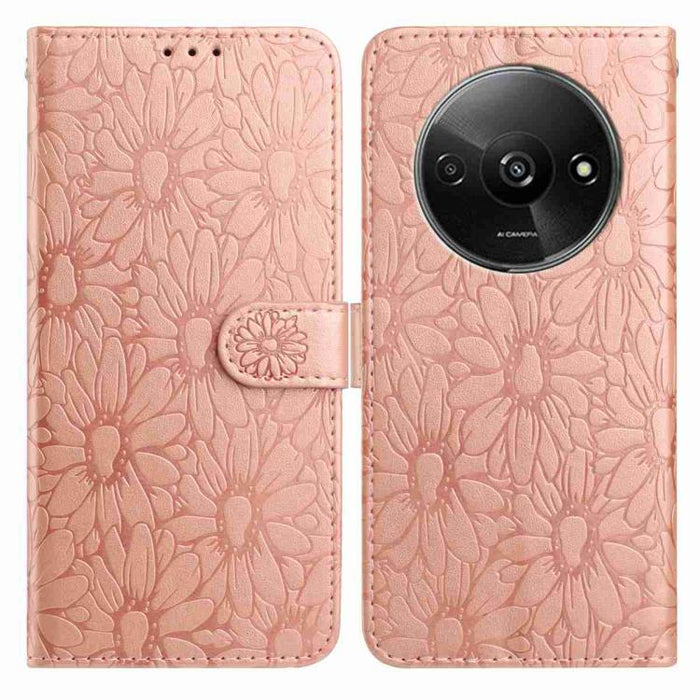 Funda de teléfono de cuero con relieve de margarita, For Redmi A3, For Redmi 13C 4G