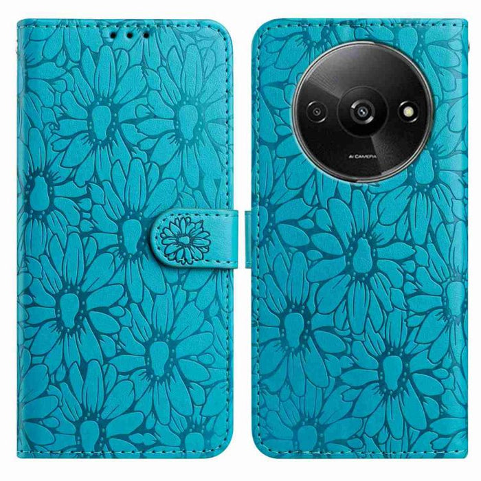 Funda de teléfono de cuero con relieve de margarita, For Redmi A3, For Redmi 13C 4G