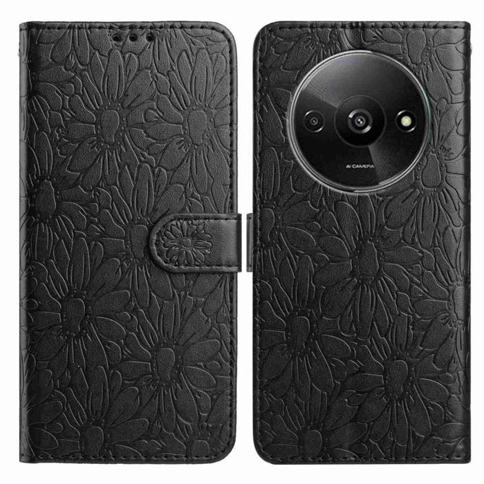 Funda de teléfono de cuero con relieve de margarita, For Redmi A3, For Redmi 13C 4G