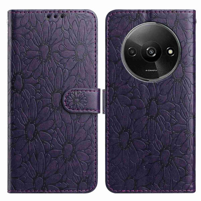Funda de teléfono de cuero con relieve de margarita, For Redmi A3, For Redmi 13C 4G