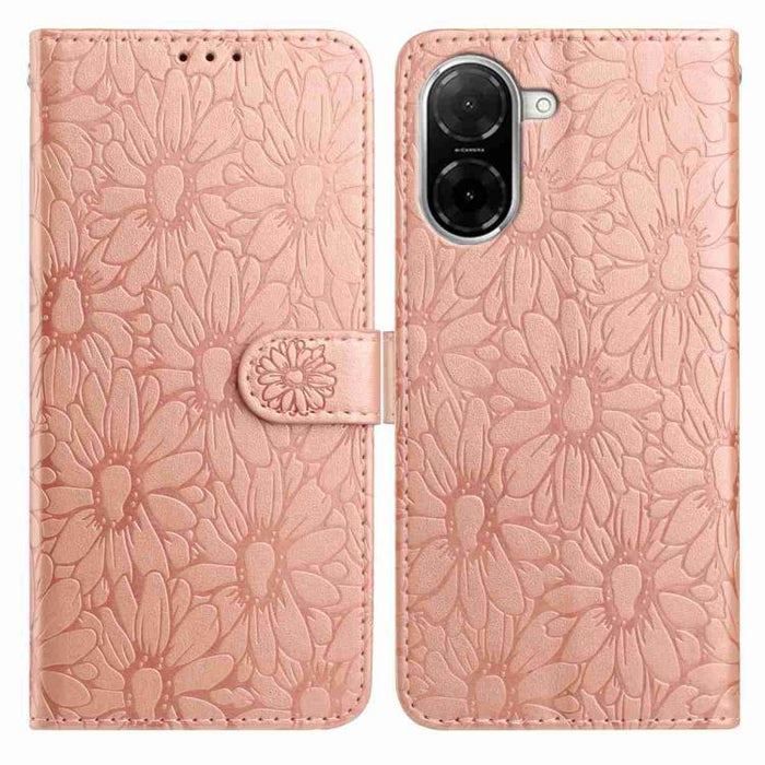 Funda de teléfono de cuero con relieve de margarita, For Redmi K90 Pro Max / Poco F8 Ultra, For Redmi K90 / Poco F8 Pro, For Redmi 15C 5G / 4G EU 173mm, For Redmi 15 5G / 4G EU 171mm, For Redmi 15C 5G / 4G Global 171mm, For Redmi A5 4G 173.3mm         ...
