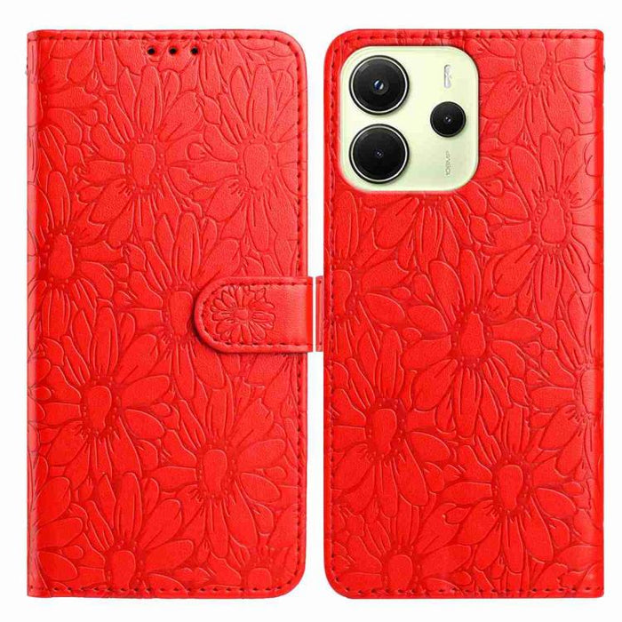 Funda de teléfono de cuero con relieve de margarita, For Redmi K90 Pro Max / Poco F8 Ultra, For Redmi K90 / Poco F8 Pro, For Redmi 15C 5G / 4G EU 173mm, For Redmi 15 5G / 4G EU 171mm, For Redmi 15C 5G / 4G Global 171mm, For Redmi A5 4G 173.3mm         ...