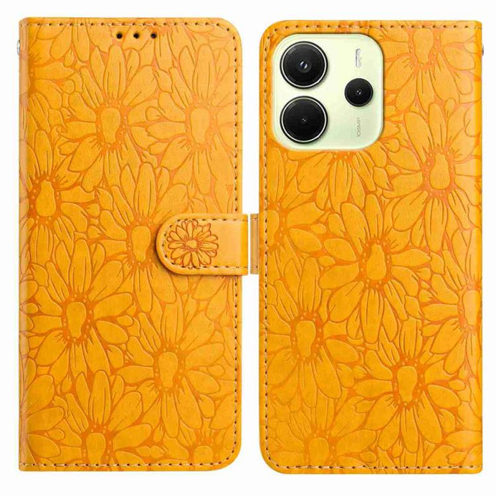 Funda de teléfono de cuero con relieve de margarita, For Redmi K90 Pro Max / Poco F8 Ultra, For Redmi K90 / Poco F8 Pro, For Redmi 15C 5G / 4G EU 173mm, For Redmi 15 5G / 4G EU 171mm, For Redmi 15C 5G / 4G Global 171mm, For Redmi A5 4G 173.3mm         ...