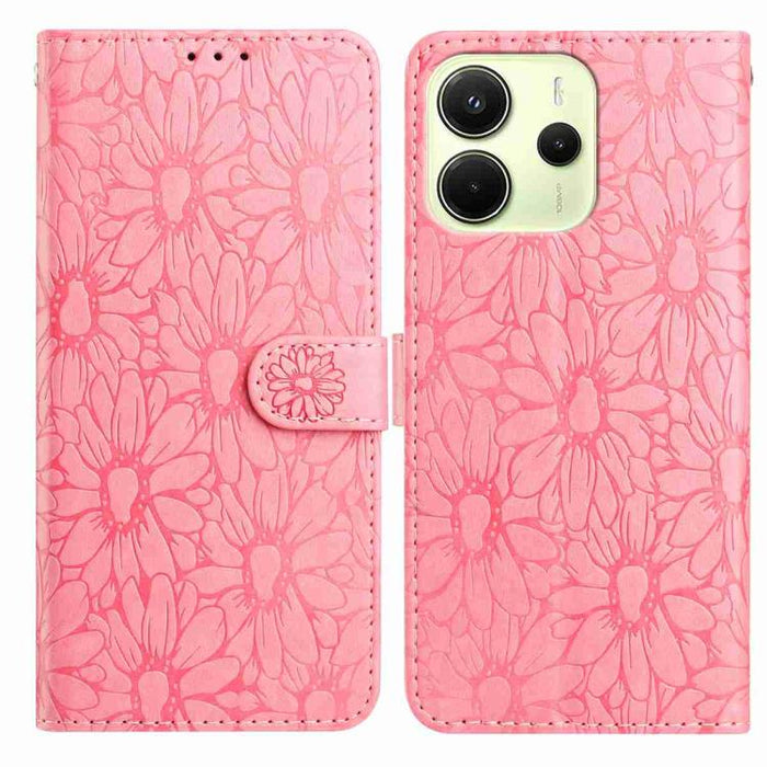 Funda de teléfono de cuero con relieve de margarita, For Redmi K90 Pro Max / Poco F8 Ultra, For Redmi K90 / Poco F8 Pro, For Redmi 15C 5G / 4G EU 173mm, For Redmi 15 5G / 4G EU 171mm, For Redmi 15C 5G / 4G Global 171mm, For Redmi A5 4G 173.3mm         ...