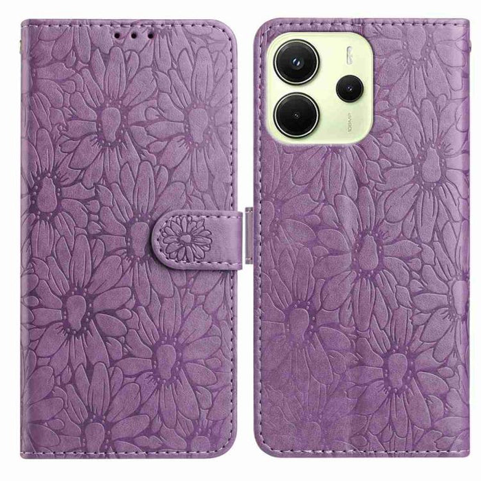 Funda de teléfono de cuero con relieve de margarita, For Redmi K90 Pro Max / Poco F8 Ultra, For Redmi K90 / Poco F8 Pro, For Redmi 15C 5G / 4G EU 173mm, For Redmi 15 5G / 4G EU 171mm, For Redmi 15C 5G / 4G Global 171mm, For Redmi A5 4G 173.3mm         ...
