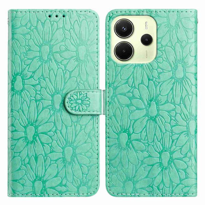 Funda de teléfono de cuero con relieve de margarita, For Redmi K90 Pro Max / Poco F8 Ultra, For Redmi K90 / Poco F8 Pro, For Redmi 15C 5G / 4G EU 173mm, For Redmi 15 5G / 4G EU 171mm, For Redmi 15C 5G / 4G Global 171mm, For Redmi A5 4G 173.3mm         ...