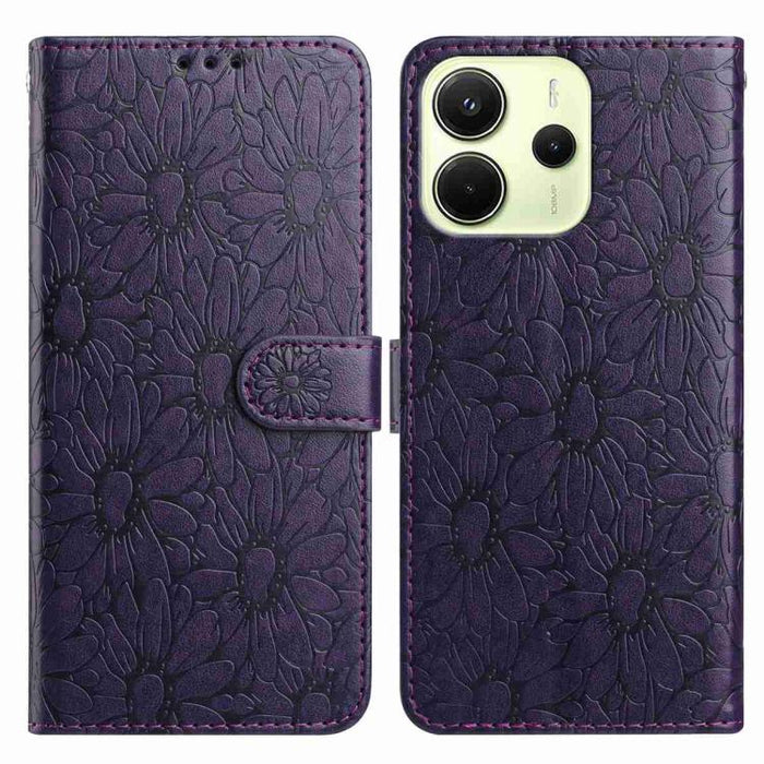 Funda de teléfono de cuero con relieve de margarita, For Redmi K90 Pro Max / Poco F8 Ultra, For Redmi K90 / Poco F8 Pro, For Redmi 15C 5G / 4G EU 173mm, For Redmi 15 5G / 4G EU 171mm, For Redmi 15C 5G / 4G Global 171mm, For Redmi A5 4G 173.3mm         ...