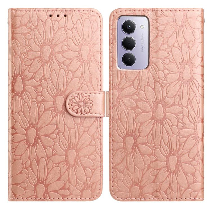 Funda de teléfono de cuero con relieve de margarita, For Redmi K90 Pro Max / Poco F8 Ultra, For Redmi K90 / Poco F8 Pro, For Redmi 15C 5G / 4G EU 173mm, For Redmi 15 5G / 4G EU 171mm, For Redmi 15C 5G / 4G Global 171mm, For Redmi A5 4G 173.3mm         ...